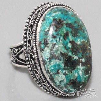 Предлагаем Вам купить великолепный кольцо с натуральным камнем - хризоколла в се. . фото 1