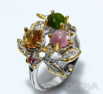 Предлагаем Вам купить красивое кольцо с натуральным турмалином в серебре 925 про. . фото 1