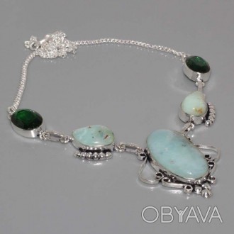 Предлагаем Вам купить ожерелье с природным камнем хризопраз (не гретый) и кварц . . фото 1