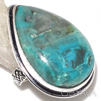 Предлагаем Вам купить великолепный кольцо с натуральным камнем - хризоколла в се. . фото 1