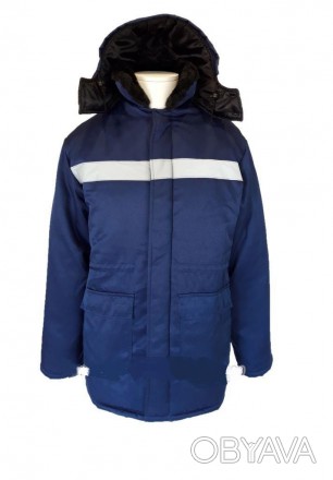 Куртка спецодежды утепленная «Север , с капюшоном и меховым воротником, на синте. . фото 1
