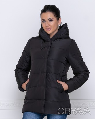 Куртка зимняя женская черная с капюшоном 44-50р.
Ткань: плащевка "Эмми" на силик. . фото 1