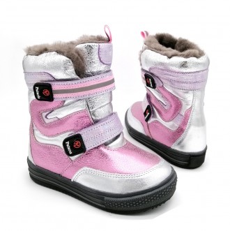 
Зимние ботинки для девочки из натуральной кожи на сплошной подошве. Спереди — з. . фото 2