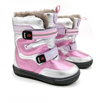 
Зимние ботинки для девочки из натуральной кожи на сплошной подошве. Спереди — з. . фото 3