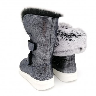 Зимние ботинки для девочки, темно-серебристого цвета с мехом. Выполнены из натур. . фото 4