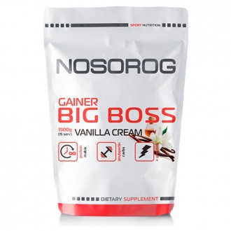 Гейнер для набору маси Nosorog Gainer Big Boss 1500 г носоріг біг бос ваніль. Киев. фото 1 Гейнер для набору маси Nosorog Gainer Big Boss 1500 г носоріг біг бос ваніль. Киев. фото 1