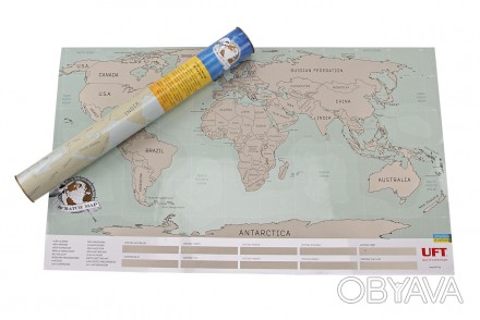 Скретч Карта Мира UFT Scratch World Map изготовлена на русском и английском язык. . фото 1