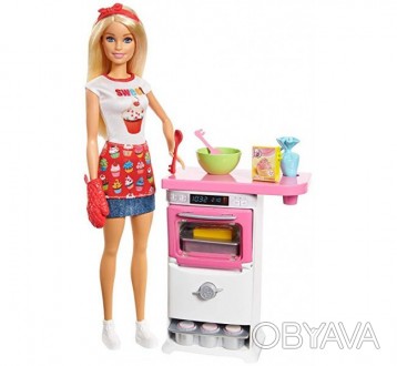 
кукла Барби Кондитер Блондинка Barbie Bakery Chef Doll and Playset Blonde. . фото 1