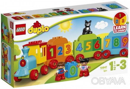 
Красочный поезд «Считай и играй» LEGO® DUPLO® познакомит ребенка с цифрами и ар. . фото 1
