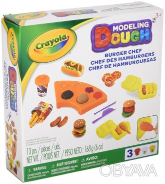 
Crayola Тесто для лепки бургер Modeling Dough Burger Chef Kit 11 pieces. . фото 1