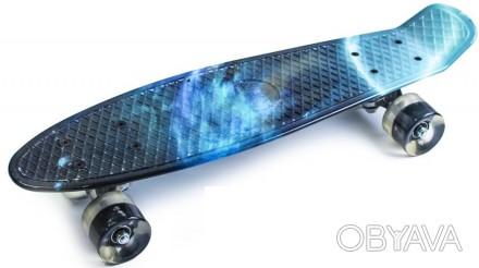 Penny Board "Galaxy" Светящиеся колеса.
Модный Penny Board "Galaxy" с темно-сини. . фото 1