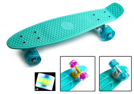 Пенниборд Penny Board TURQUOISE Бирюза на СВЕТ колесах. Одесса. фото 1