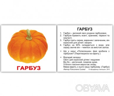 Набір 40 карток зі зображеннями овочів з підписами українською мовою, з фактами . . фото 1