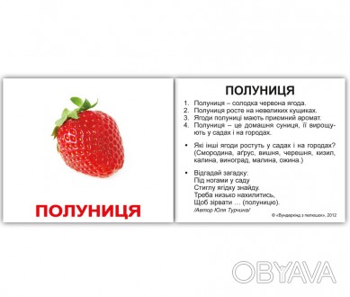 Набір 40 карток зі зображеннями фруктів та ягід з підписами українською мовою, з. . фото 1
