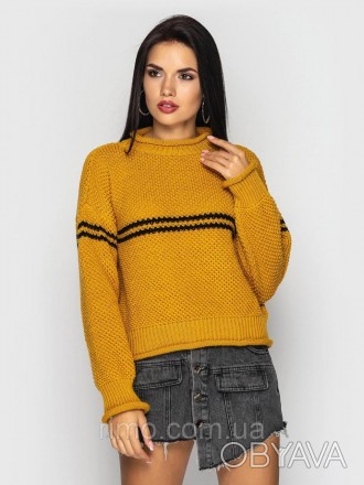 Женский вязаный свитер оверсайз, отлично комбинируется с любым низом. Длина изде. . фото 1