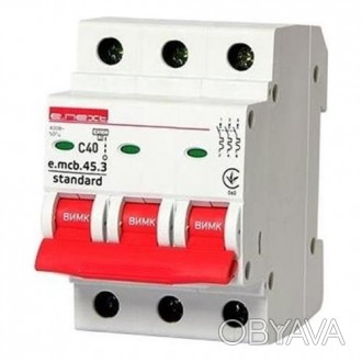 
Модульный автоматический выключатель e.mcb.stand.45.3.C40, 3р, 40А, C, 4,5 кА п. . фото 1