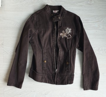 Куртка джинсовая для девочки 10-11 лет.Цвет: темно-коричневый (черный щоколад). . . фото 2