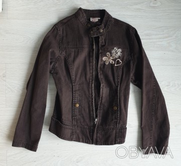 Куртка джинсовая для девочки 10-11 лет.Цвет: темно-коричневый (черный щоколад). . . фото 1