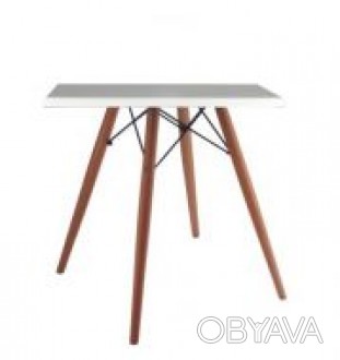 Обідній стіл, стільниця з дерева, квадратна з HPL матеріалу, розмір 60 х 60 см, . . фото 1