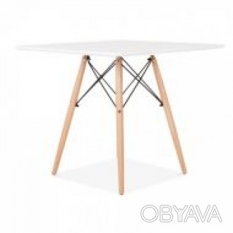 Обідній стіл, стільниця з дерева, квадратна з HPL матеріалу, розмір 70 х 70 см, . . фото 1