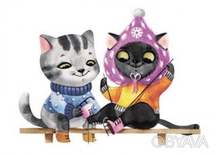 Умилительная парочка котят от художницы Кати Бранчуковой.
	Плотность открытки - . . фото 1
