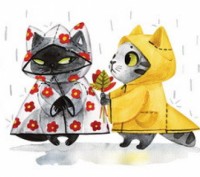 Милейшая открытка с двумя котейками :) Автор - Катя Бранчукова
	Плотная бумага 4. . фото 2