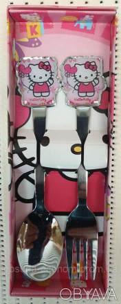 Набор детский ложка+вилка "Hello Kitty".. . фото 1