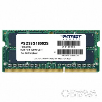 Модуль памяти для ноутбука SoDIMM DDR3 8GB 1600 MHz Patriot (PSD38G16002S)
Тип п. . фото 1