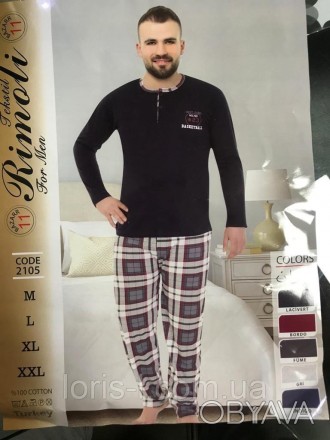 Мужские пижамы с брюками
Оазмер м л хл ххл
100% cotton 
Интерлок ткань – вид три. . фото 1