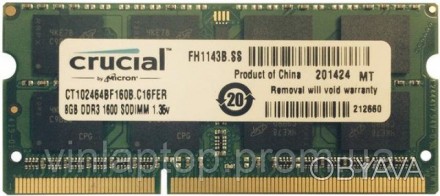 Технические характеристики DDR3 8Gb Crucial Sodimm 2Rx8 PC3L-12800S-11-11-11 CT1. . фото 1