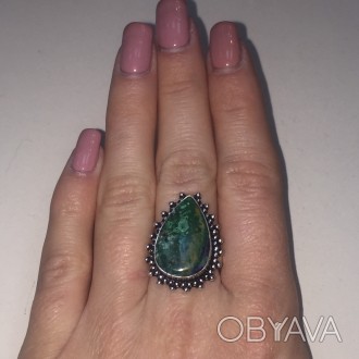 Предлагаем Вам купить великолепное кольцо с натуральным камнем азурит малахит в . . фото 1