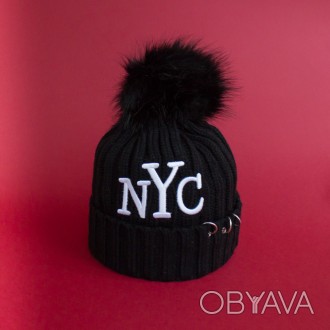 Шапка New York City с помпоном и с утеплителем.
Цвет: черный.Есть в других цвета. . фото 1