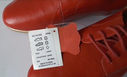 Комфортные туфли со шнуровкой из мягкой натуральной 100% кожи красного цвета EUR. . фото 8