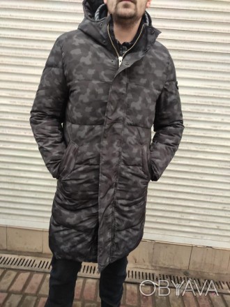 Пуховик, пальто, куртка мужская зимняя дизайнерская удлиненная очень теплая нату. . фото 1