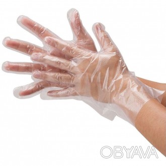 Одноразовые полиэтиленовые перчатки 100 шт. . фото 1