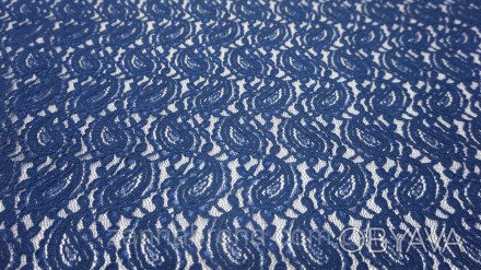  Ткань гипюр синий "Огурцы" - легкая, мягкая, нежная, приятная на ощупь, эластич. . фото 1