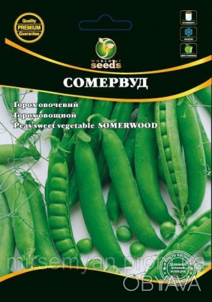 Горох овощной Сомервуд является среднеспелым сортом, который имеет темно-зеленые. . фото 1
