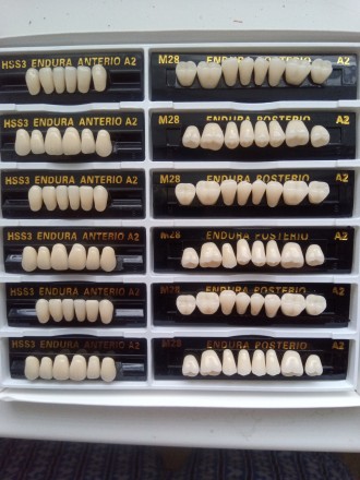 Наиболее распространенные размеры и цвета гарнитуры зубов для изготовления зубны. . фото 3
