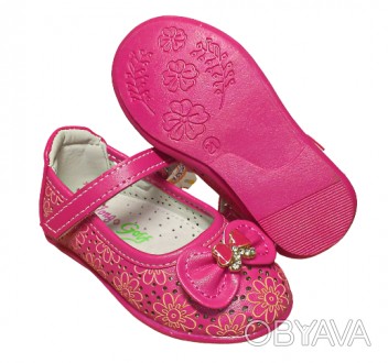 Детские розовые туфли с перфорацией девочке, размер 22 стелька 13,4 см от JONG-G. . фото 1