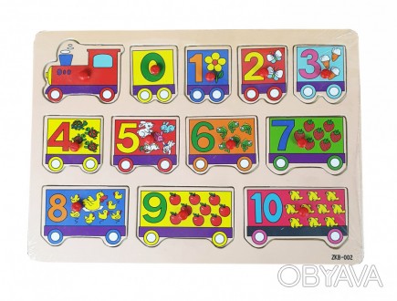 Деревянная рамка-вкладыш — это игрушка, в которой каждая фигурка-цифра имеет сво. . фото 1