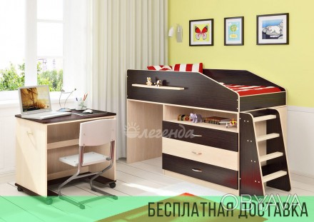 Детская кровать "Легенда-12.1"- Малые габариты изделия, высокие борта, ступеньки. . фото 1