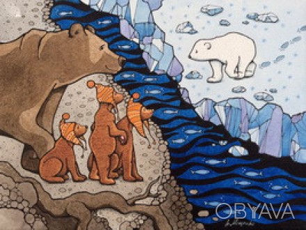 Эта открытка для посткроссинга с медвежатами - часть истории, придуманной самой . . фото 1