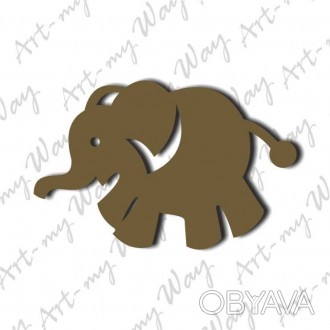 Объемный декор Животные — слоник 5см по максимальному размеру. Материал ДВП 3мм.. . фото 1