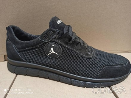 Мужские летние кроссовки Jordan (сетка+кожа) больших размеров 46. 47. 48. 49. 50. . фото 1