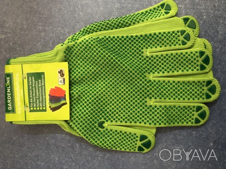 Перчатки рабочие синтетические, LUXE с ПВХ напылением, плотные (зеленые) перчатк. . фото 1