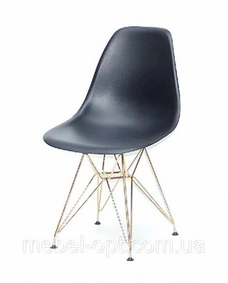 Стул Nik GD-ML черный 04 на золотых металлических ножках, дизайн Eames DSR Eiffe. Киево-Святошинский. фото 1 Стул Nik GD-ML черный 04 на золотых металлических ножках, дизайн Eames DSR Eiffe. Киево-Святошинский. фото 1
