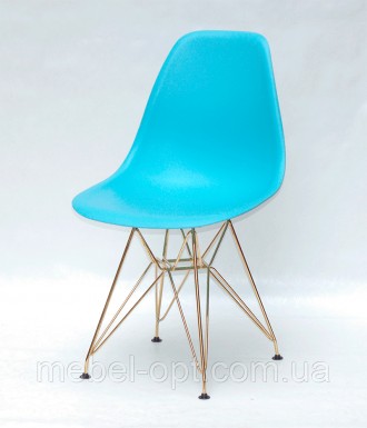 Стул Nik GD-ML голубой 50 на золотых металлических ножках, дизайн Eames DSR Eiff. Киево-Святошинский. фото 1 Стул Nik GD-ML голубой 50 на золотых металлических ножках, дизайн Eames DSR Eiff. Киево-Святошинский. фото 1