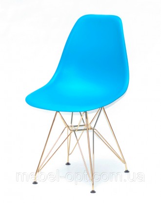 Стул Nik GD-ML голубой 51 на золотых металлических ножках, дизайн Eames DSR Eiff. Киево-Святошинский. фото 1 Стул Nik GD-ML голубой 51 на золотых металлических ножках, дизайн Eames DSR Eiff. Киево-Святошинский. фото 1