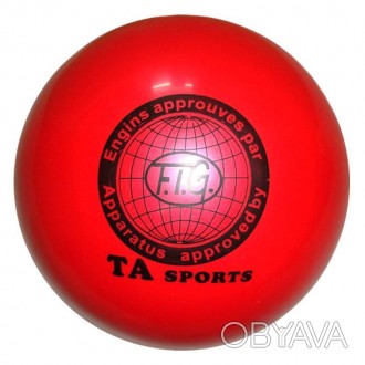 Глянцевый мяч для художественной гимнастики диаметр 19см. Цвет красный матовый, . . фото 1