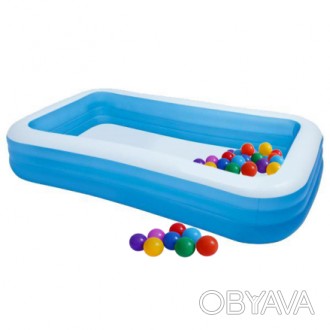 Детский надувной бассейн Intex 58484-1 прямоугольный с шариками 30 шт.
Яркий пря. . фото 1